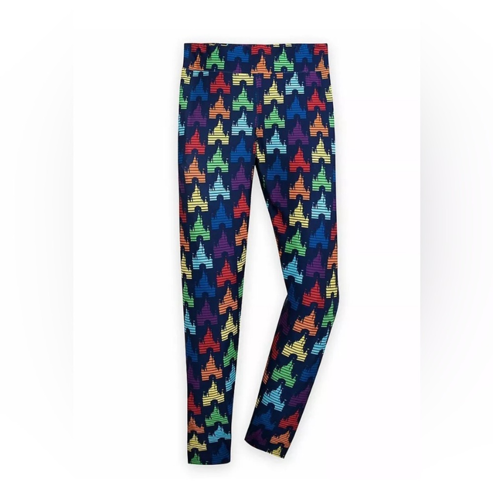 Disney Parks Fantasyland Cinderella Castle Rainbow Leggings Adult Women L Large